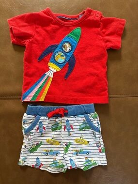 Red Rocket Tee & Printed Shorts Set